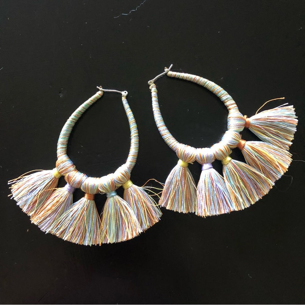 Multicolor Oval Fringe Earrings!